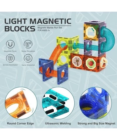 Magnetic Marble Run Set 75 Pcs Magnetic Tiles 3D Building Blocks STEM Learning Toys Magnetic Race Track Play Set Magnet Const...