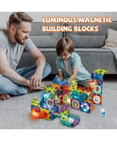 Magnetic Marble Run Set 75 Pcs Magnetic Tiles 3D Building Blocks STEM Learning Toys Magnetic Race Track Play Set Magnet Const...