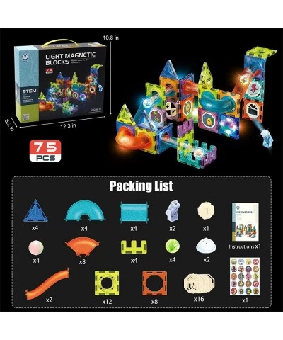 Magnetic Marble Run Set 75 Pcs Magnetic Tiles 3D Building Blocks STEM Learning Toys Magnetic Race Track Play Set Magnet Const...