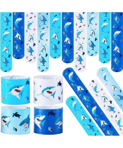 36 Pieces Shark Slap Bracelets for Kids Shark Party Favors Under The Sea Slap Bracelets for Shark Ocean Birthday Party Suppli...