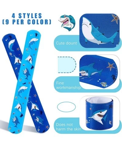 36 Pieces Shark Slap Bracelets for Kids Shark Party Favors Under The Sea Slap Bracelets for Shark Ocean Birthday Party Suppli...