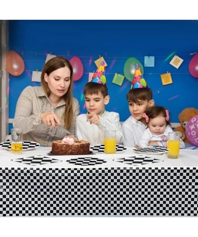 Black and White Checkered Racecar Themed Birthday Party Supplies 20Cake Plates 20Napkins and 1Tablecloth Children's Birthday ...