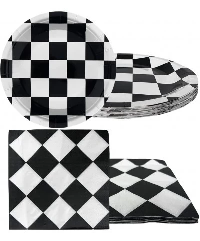 Black and White Checkered Racecar Themed Birthday Party Supplies 20Cake Plates 20Napkins and 1Tablecloth Children's Birthday ...