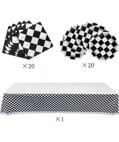 Black and White Checkered Racecar Themed Birthday Party Supplies 20Cake Plates 20Napkins and 1Tablecloth Children's Birthday ...