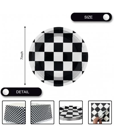 Black and White Checkered Racecar Themed Birthday Party Supplies 20Cake Plates 20Napkins and 1Tablecloth Children's Birthday ...