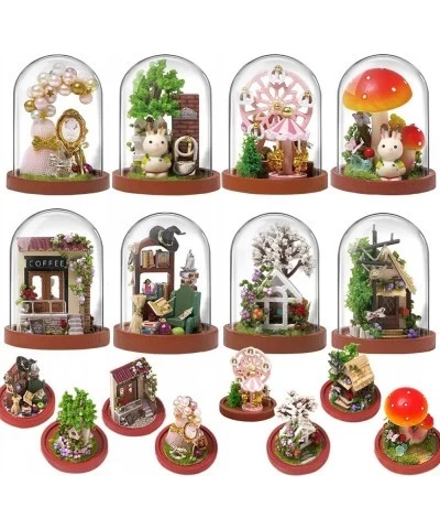 8PCS DIY Dollhouse Kit Creative Assembly Miniature Scenery Doll House Mini World Series Miniature Collection 3D Wooden Puzzle...