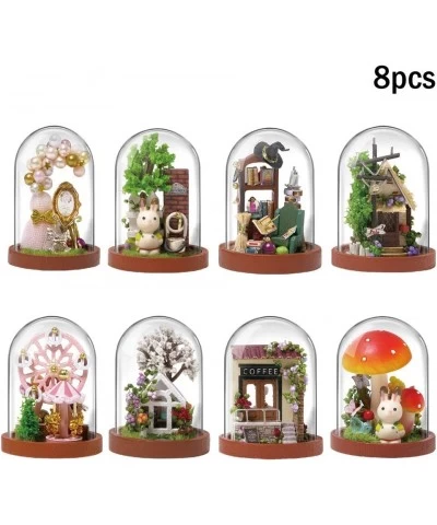 8PCS DIY Dollhouse Kit Creative Assembly Miniature Scenery Doll House Mini World Series Miniature Collection 3D Wooden Puzzle...