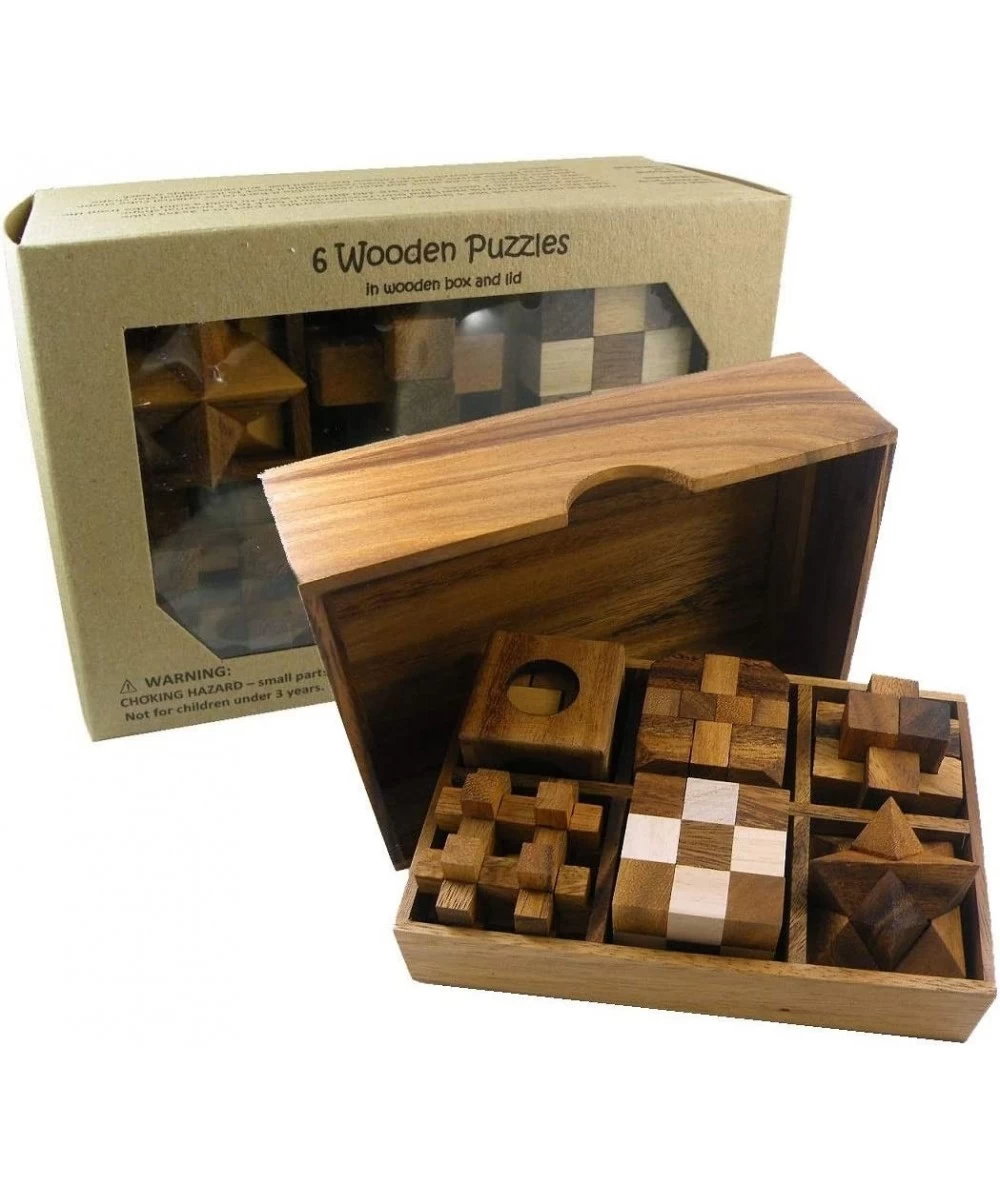 6 Wooden Puzzle Gift Set in A Wood Box - 3D Unique IQ Puzzles $50.97 3-D Puzzles