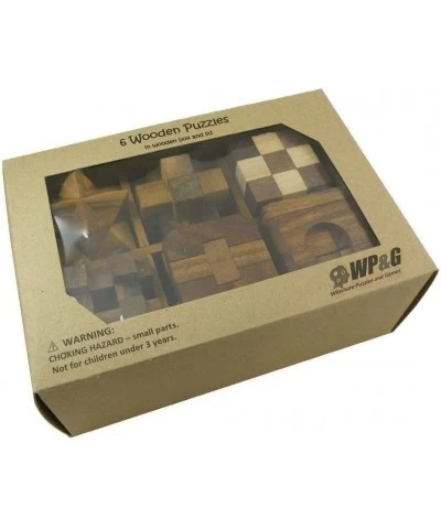 6 Wooden Puzzle Gift Set in A Wood Box - 3D Unique IQ Puzzles $50.97 3-D Puzzles