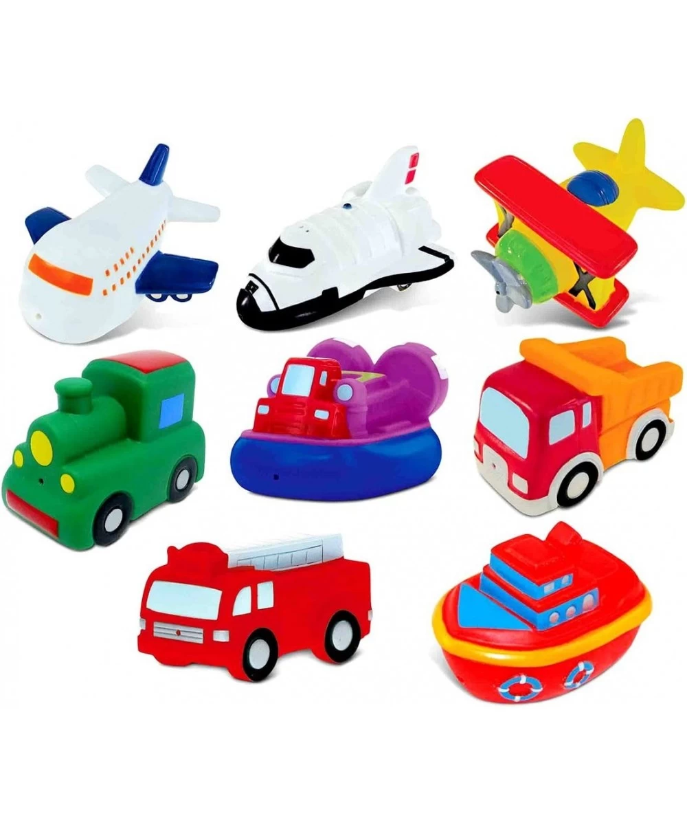 Dollibu Bath Buddies Vehicles Rubber Squirter Toys - Boats Ships Fire Truck Train Space Shuttle - 3 inch - for Baths Pool Out...