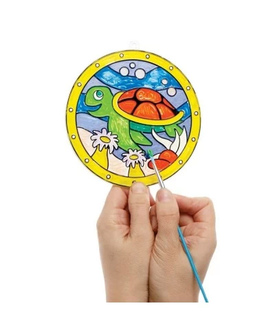 FE241 Sealife Suncatcher Craft - Pack of 6 Stained Glass Effect for Kids to Decorate and Display for Arts and Craft Activitie...