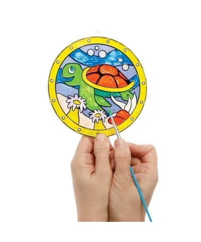 FE241 Sealife Suncatcher Craft - Pack of 6 Stained Glass Effect for Kids to Decorate and Display for Arts and Craft Activitie...