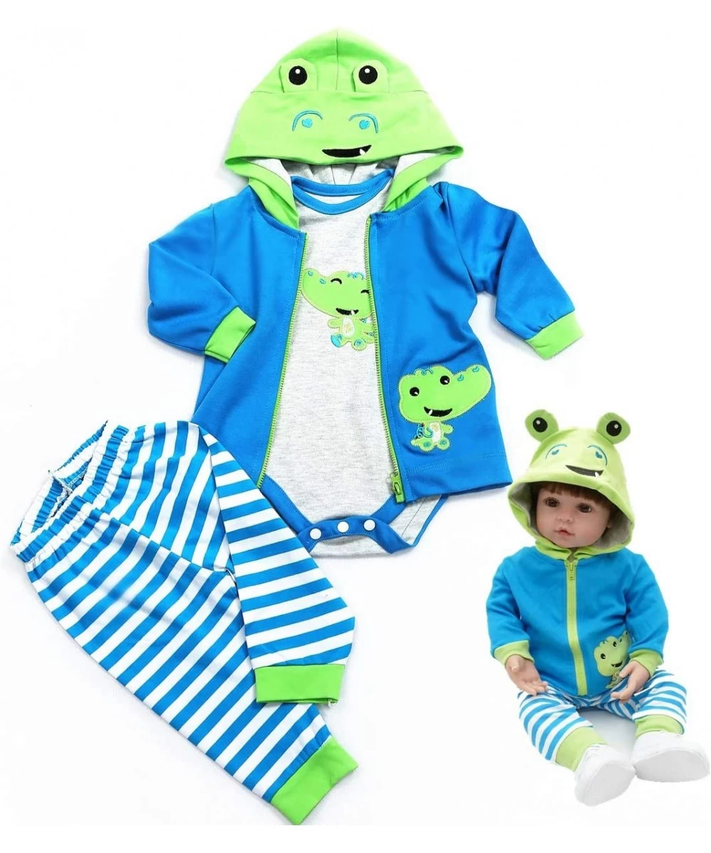 Reborn Baby Dolls Clothes 18 inch Boy Outfits Accesories for 17-19 inch Reborn Doll Newborn Blue Frog Matching Clothing $39.9...