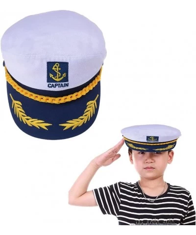 Sailor Captain Hat Embroidery Boat Ship Sailor Hats Adjustable Navy Hat Children $24.15 Kids' Dress-Up Accessories