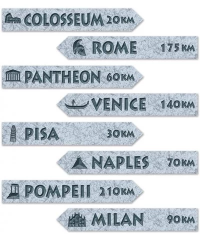 4 Piece Italian Theme Street Sign Cut Outs Wall Decorations Italy Party Decorations $15.31 Kids' Party Decorations