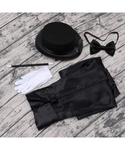 Generic 6PCS Magician Costume Kids Magician Costume Set Halloween Role Play Party Dress Up Consist of Cape Hat Gloves Necktie...