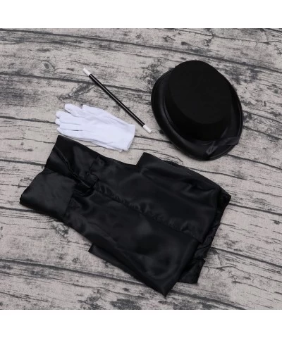 Generic 6PCS Magician Costume Kids Magician Costume Set Halloween Role Play Party Dress Up Consist of Cape Hat Gloves Necktie...