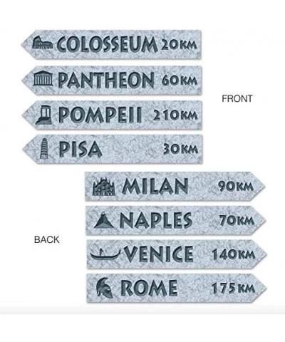 4 Piece Italian Theme Street Sign Cut Outs Wall Decorations Italy Party Decorations $15.31 Kids' Party Decorations