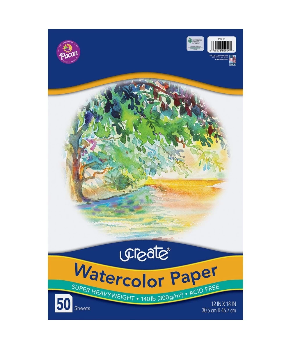 Watercolor Paper White 140 lb 12" x 18" 50 Sheets White Package 140 lb. $58.33 Kids' Drawing & Writing Boards