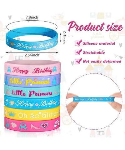 36 Pieces Princess Silicone Wristbands Princess Theme Party Rubber Bracelets Pink Blue and Purple Bracelets Vibrant Princess ...