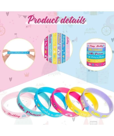 36 Pieces Princess Silicone Wristbands Princess Theme Party Rubber Bracelets Pink Blue and Purple Bracelets Vibrant Princess ...