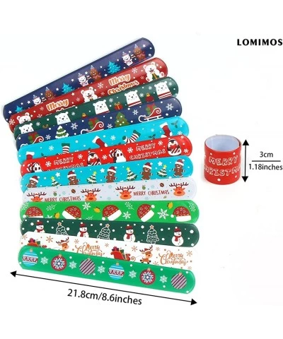 48PCS Christmas Slap Bracelets Xmas Snap Wristbands with Santa Claus Reindeer for Kids Party Favors Little Toys $16.04 Kids' ...