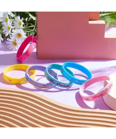 36 Pieces Princess Silicone Wristbands Princess Theme Party Rubber Bracelets Pink Blue and Purple Bracelets Vibrant Princess ...