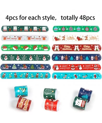 48PCS Christmas Slap Bracelets Xmas Snap Wristbands with Santa Claus Reindeer for Kids Party Favors Little Toys $16.04 Kids' ...