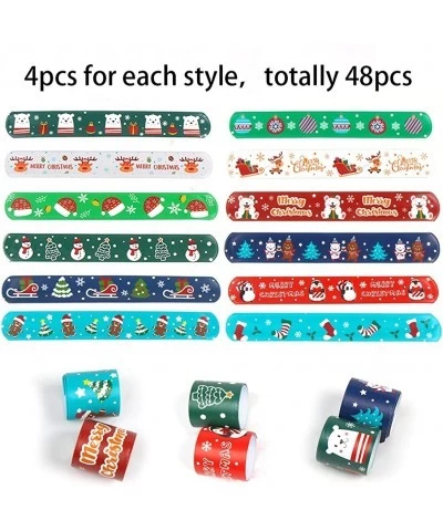 48PCS Christmas Slap Bracelets Xmas Snap Wristbands with Santa Claus Reindeer for Kids Party Favors Little Toys $16.04 Kids' ...