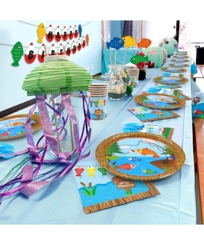 Gone Fishing Party Tableware Supplies Set Serves 20 Guests-Bobber Happy Birthday Banner Plates Cups Napkins Table Cover Cutle...