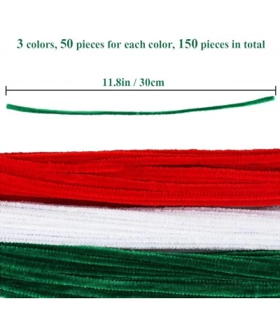 150 Pieces Christmas Pipe Cleaners Chenille Stem 50 White Craft Pipe Cleaners 50 Green Chenille Stems Pipe Cleaners and 50 Re...