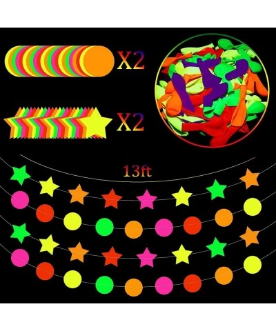 100 Pieces UV Neon Glow Balloons and 53 ft Neon Streamers Paper Glow Party Garland Hanging Decorations for Birthday Christmas...