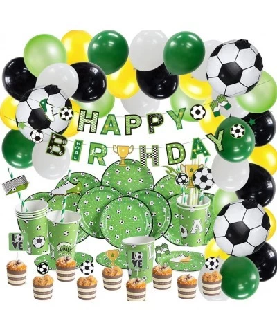 Soccer Party Decorations Soccer Plates and Cups Party Supplies Tableware Set Happy Birthday Soccer Banner Balloon Kit for Boy...