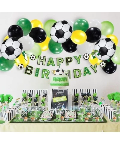 Soccer Party Decorations Soccer Plates and Cups Party Supplies Tableware Set Happy Birthday Soccer Banner Balloon Kit for Boy...