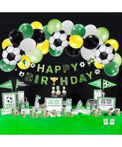 Soccer Party Decorations Soccer Plates and Cups Party Supplies Tableware Set Happy Birthday Soccer Banner Balloon Kit for Boy...