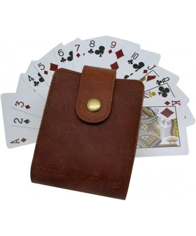 Playing Card Case Cigarette Holder Case Genuine Leather Double Playing Cards Deck Holder for Magicians and Poker Players Camp...