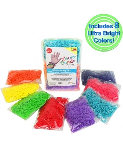 Loom Rubber Bands 4800 pc Refill Kit w 8 Unique Rainbow Colors (600 of Each) & 200 Clips - Works w All Rubber Band Jewelry Lo...