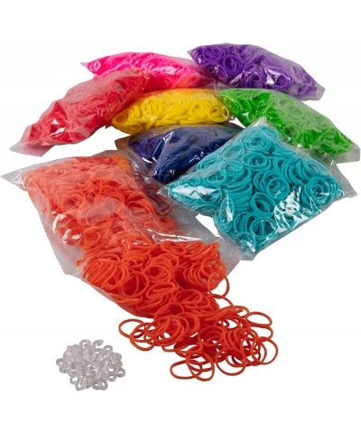 Loom Rubber Bands 4800 pc Refill Kit w 8 Unique Rainbow Colors (600 of Each) & 200 Clips - Works w All Rubber Band Jewelry Lo...