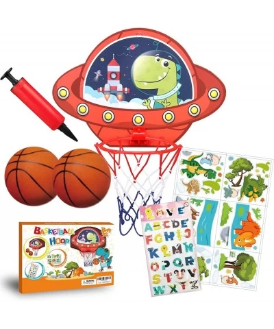 Kids Basketball Hoop 6 PCS Dinosaur Stickers 13.8 " x9.8 Indoor Mini Basketball Hoop Set Suitable for Office Classroom Room D...