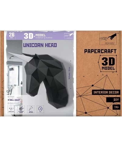 DIY 3D Unicorn Head Animal PaperCraft Building Kit Wall Mount - NO Scissors Needed $33.50 3-D Puzzles