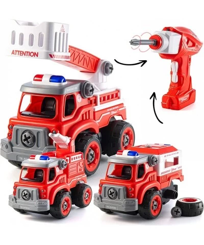 Truck Toy with Drill | Take Apart Trucks Construction Set | Converts to Remote Control Fire Truck | 3 in 1 Electric Construct...