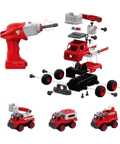 Truck Toy with Drill | Take Apart Trucks Construction Set | Converts to Remote Control Fire Truck | 3 in 1 Electric Construct...