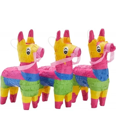 3 Piece Mini Rainbow Donkey Pinata Set for Cinco de Mayo Party Decorations Birthdays Mexican Fiesta Supplies (4 x 7.5 x 2 In)...