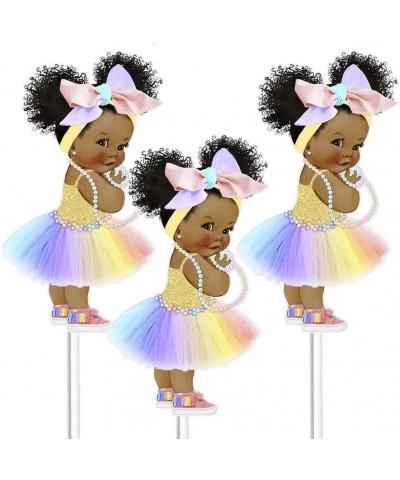 Rainbow African American Girl Centerpieces Rainbow Table Party Decoration Girl with Big Head Bow $42.60 Kids' Party Centerpieces