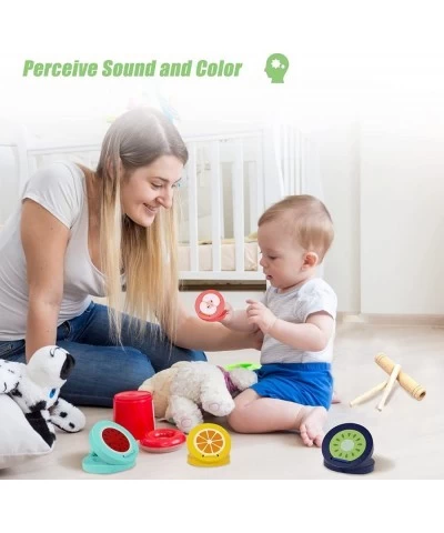 Kids Wooden Fruit Series Castanets Instruments Toys 4PCS Baby Montessori Musical Instruments Toys for Toddlers 1-3 Gift for P...