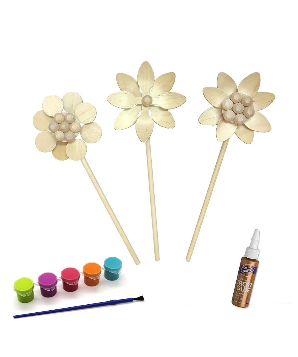 Flower Power Kit - Create and Decorate Your Own Personalized Flowers - Krafty Kitz Build Your Own Wooden Craft Stick Kits Nat...