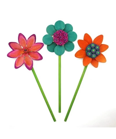 Flower Power Kit - Create and Decorate Your Own Personalized Flowers - Krafty Kitz Build Your Own Wooden Craft Stick Kits Nat...