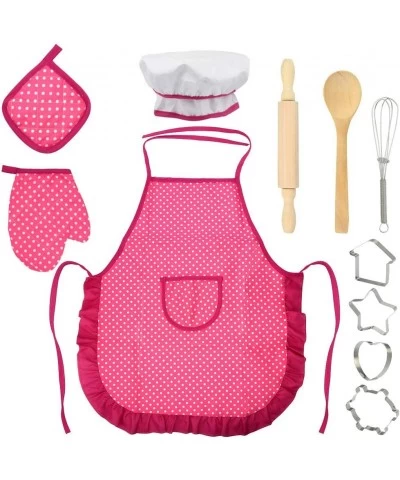 11pcs Kids Basic Cooking and Baking Set Kids Chef Role Play for Little Boys and Girls Includes Apron Chef Hat Cookie Cutter O...