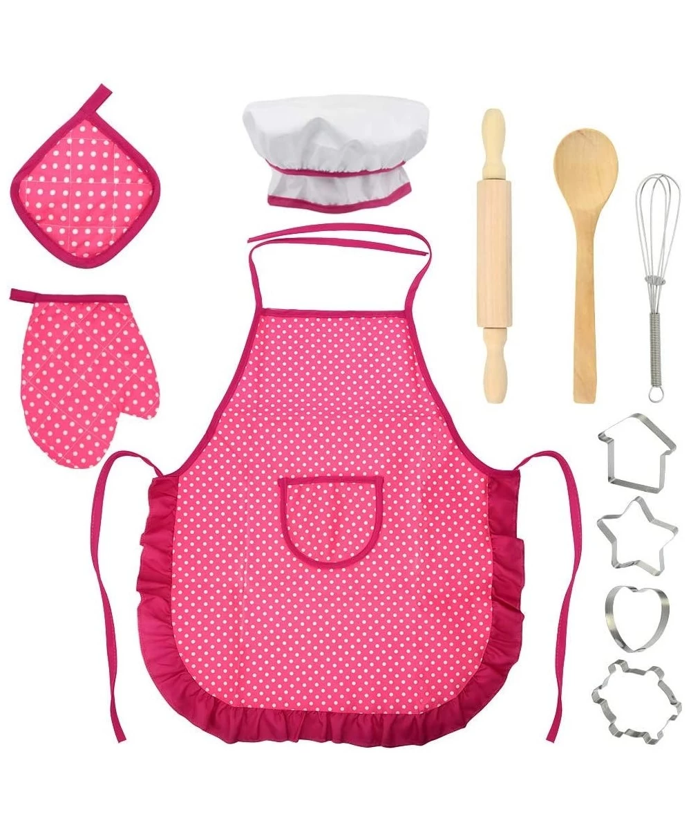 11pcs Kids Basic Cooking and Baking Set Kids Chef Role Play for Little Boys and Girls Includes Apron Chef Hat Cookie Cutter O...