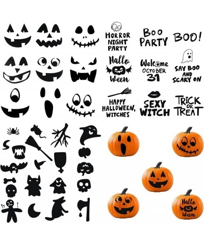 78 Pieces Pumpkin Decorating Stickers Jack O Lantern Decorating Stickers Pumpkin Eyes Face Decorating Craft Kits Halloween Pu...